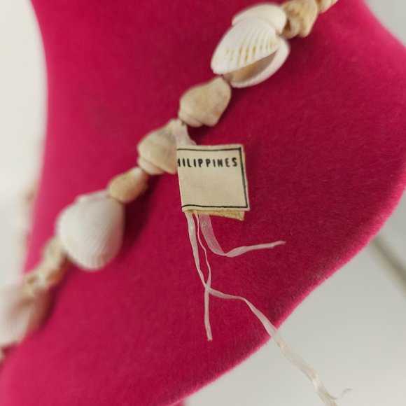 Vint Mini Cowrie Oyster Seashell Sea Shell Necklace Lei Long 26" White Jewelry - Picture 5 of 6